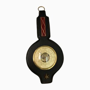 Wandbarometer aus Leder von Jacques Adnet, 1950er