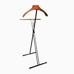 Vintage Italian Folding Servomuto Coat Hangers in Beech, Metal and Brass, 1950s
