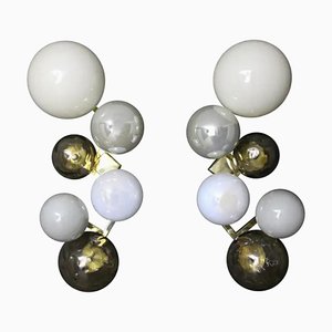 Lampade da parete grandi in vetro di Murano con sfere in vetro iridescente, set di 2