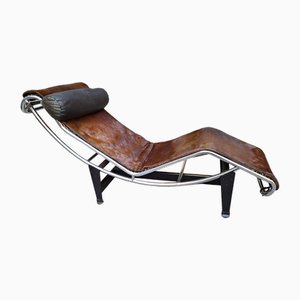 Lounge Chair Model Lc4 Model in Marrone Cavallino by Le Corbusier for Cassina, 1970s