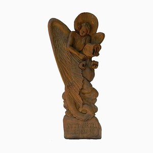 St Michel Archangel Sculpture by P. Barlaud, 1930