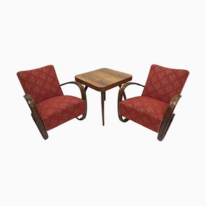 H 269 Armchairs and Spider Table by Jindrich Halabala, 1940s, Set of 3