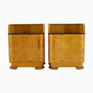 Bedside Tables in Maple Finish, Former Czechoslovakia, 1950s, Set of 2