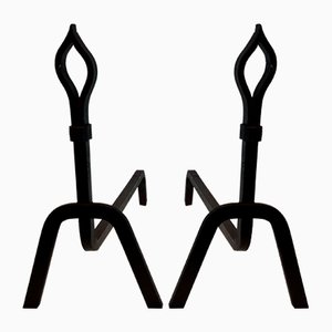Modernist Wrought Iron Chenets, 1950s, Set of 2