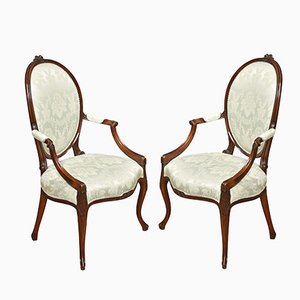 Hepplewhite Mahogany Framed Armchairs, 1890s, Set of 2