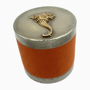 Caja de metal y cuero de Hermès, años 70