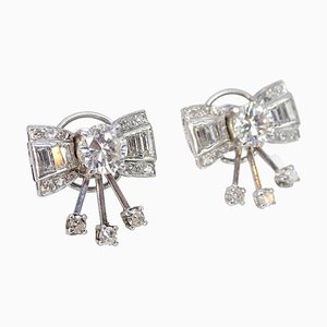 Boucles d'oreilles Loz Style Art Déco, Or Blanc 18kt, Diamants 2.43 CTS Total, Vintage - France, Set de 2