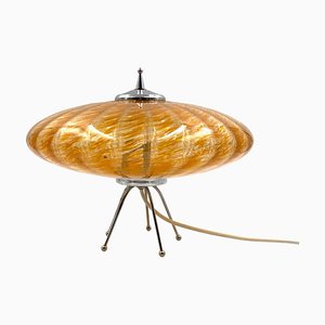 Murano Orange Glass Flying Saucer Ufo Table Lamp, Murano, Italy, 1970s