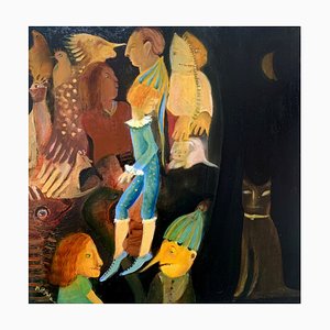 Monika Rossa, Pierrot, Pintura al óleo sobre tabla, 2023