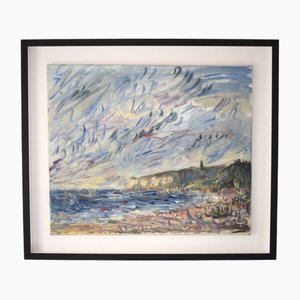 Thomas O'donnell, Escena costera impresionista, óleo sobre lienzo, enmarcado