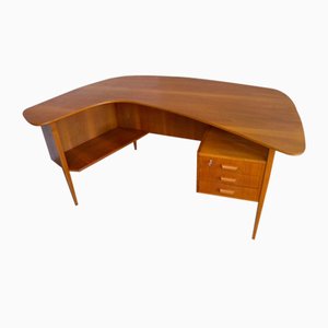 Scrivania Boomerang in teak di Hans Hartl per WK-Möbel, anni '50