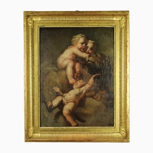 Putti con leone, inizio XIX secolo, Olio su tela, con cornice