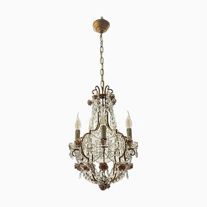 Vintage Kronleuchter aus Keramik Kristallglas, 1960er