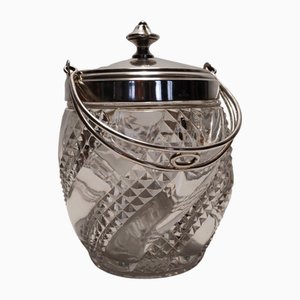 Baccarat Crystal Cookie Pot and Silver Metal, 1890s