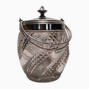 Biscuit Pot en Cristal de Baccarat et Métal Argenté, 1890s