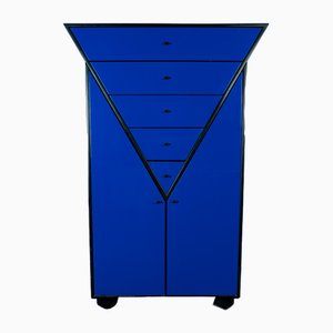 Small Blue Highboard Cabinet, 1980s