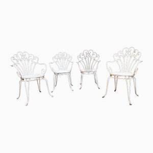Stackable Chairs in White Lacquered Iron, 1970s, Set of 4