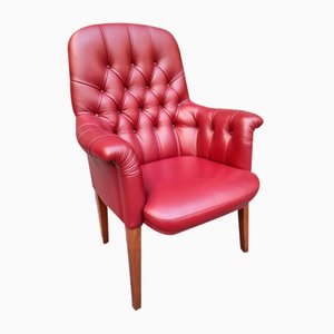 Oxford Visitor Armchair in Burgundy Leather from Poltrona Frau, 1980s