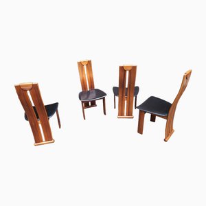 Chairs in Light Wood in the style of Carlo Scarpa for Mobil Girgi, 1970s, Set of 4