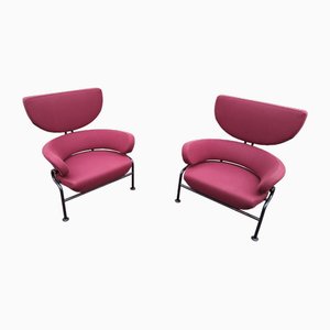 Poltrone bordeaux di Franco Albini per Cassina, anni '90, set di 2