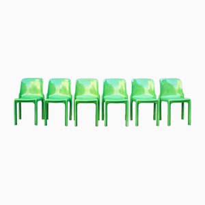 Green Selene Chairs by Vico Magistretti for Artemide, Italy, 1979, Set of 6