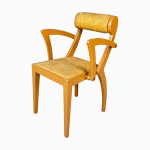 Italienischer moderner Stuhl aus gelbem Stoff & Holz von Bros/S, 1980er
