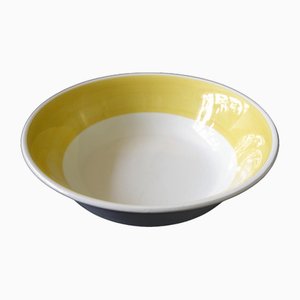 Grand Bol Vintage en Porcelaine Jaune et Blanche de Gustavsberg, Suède