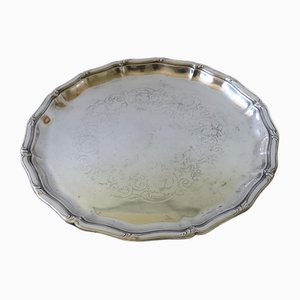 Large Silver-Plated Tray with Flowery Engravings, Sweden