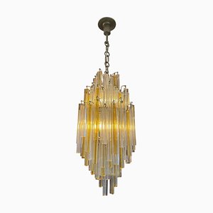 Murano Amber and Clear Glass Pendant Light from Venini, 1960s