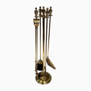Neoclassical Brass Fire Set, 1970s