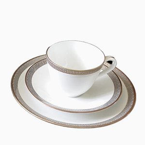 Tasse à Café, Soucoupe et Assiette Mid-Century en Porcelaine de Rörstrand, Suède, Set de 3