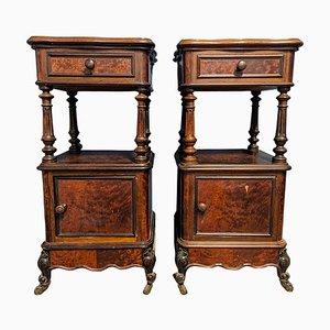 Louis XVI Style Bedside Tables in Mahogany and Rosewood, Set of 2