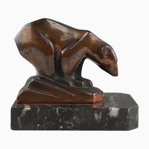 Art Deco Eisbär aus Metall, 1930