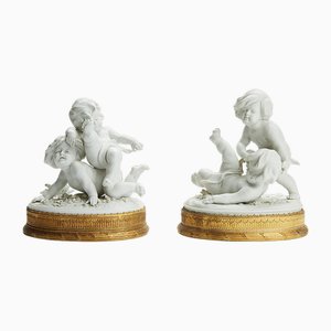 Putti en Porcelaine Biscuit Meissen, 1800s, Set de 2