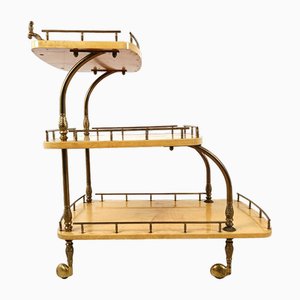 Italian Lacquered Goatskin Parchment Serving Bar Cart by Aldo Tura, 1960s