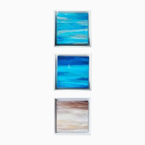 Bridg', Ocean View 2 Triptych, 2023, Acrylic Paintings, Set of 3