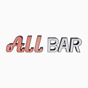 Ally Bar Advertising Letters in Sheet Metal and Acrylic Glass, 1960s, Set of 7