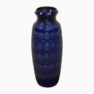 Jarrón de suelo Jasba en azul con relieve de cerámica 721/52, años 70