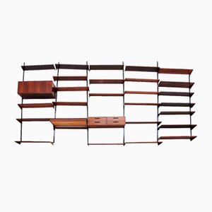 Modular Dark Wood Wall System by Kai Kristiansen for FM Møbler, 1960s