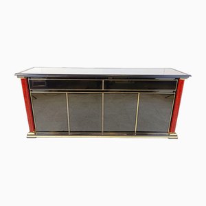 Brass and Black Lacquer Sideboard, 1970s
