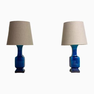 Vintage Cobalt Blue Table Lamps, 1970s, Set of 2