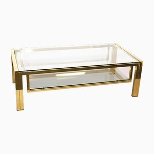 Golden Metal Coffee Table, Italy, 1970s
