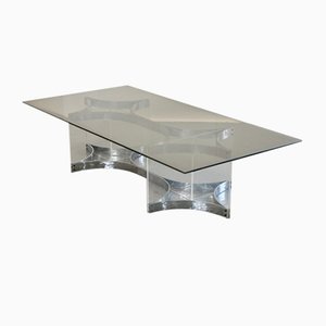 Table Basse Mid-Century en Acier Plaqué Chrome et Verre Acrylique par Alessandro Albrizzi, 1960s