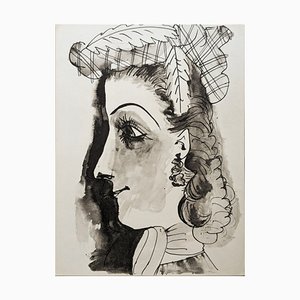 Pablo Picasso, Frau Linkes Profil, Original Lithographie, 1957