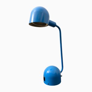 Lámpara de escritorio vintage de metal esmaltado en azul y aluminio, años 60