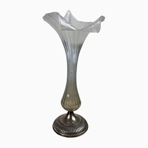 Vase aus Muranoglas & Silber, Italien, 1960er