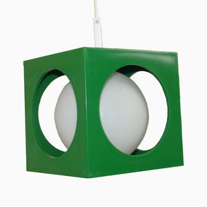 Hängelampe Cube in Grün von Richard Essig Besigheim, 1970er