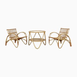 Bamboo Stühle und Couchtisch, 3er Set