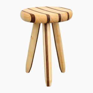 Swedish Striped Milking Stool in Pine and Teak by Andreas Zätterqvist, 2010s