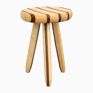 Tabouret Milking Rayé en Pin et Teck par Andreas Zätterqvist, Suède, 2010s